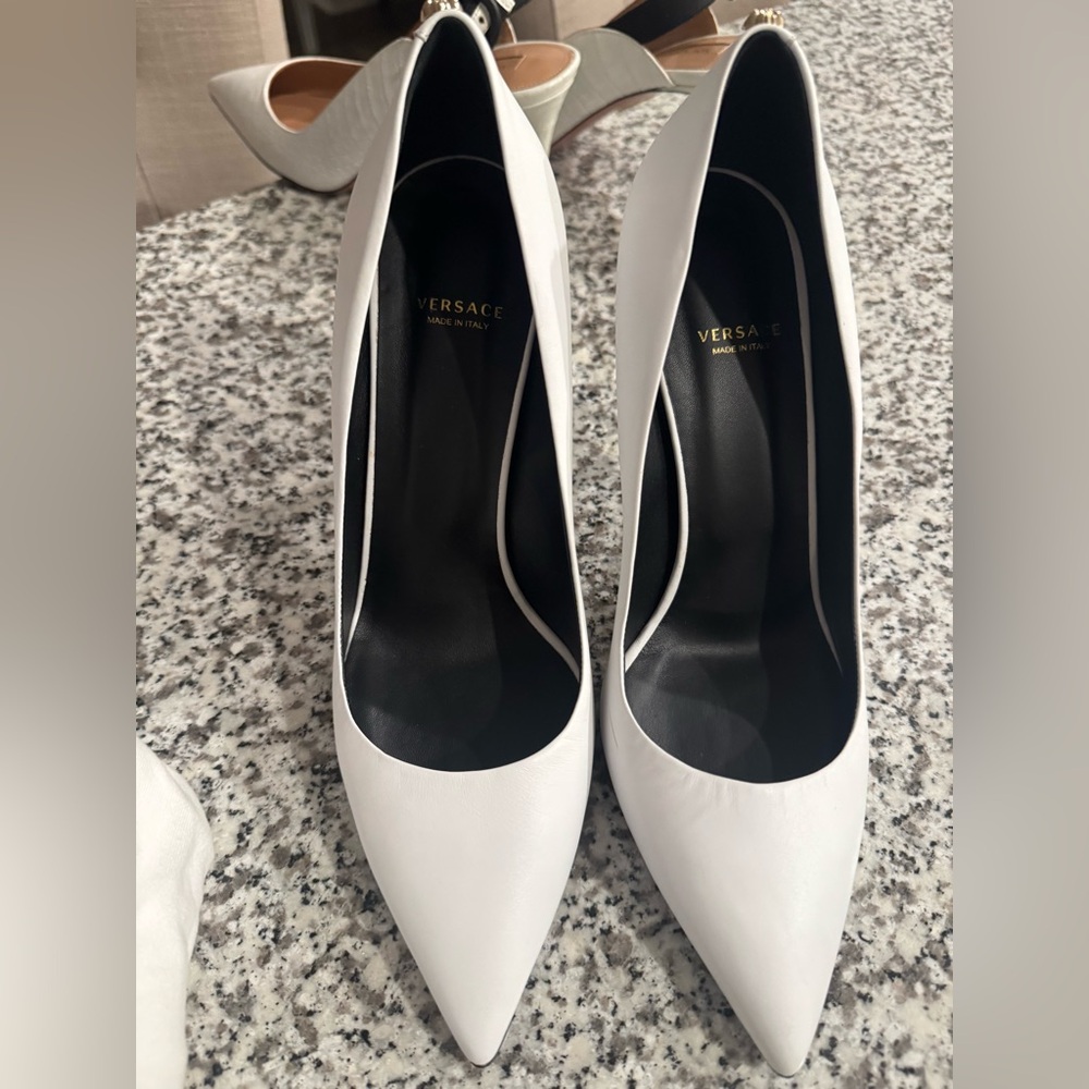 Versace Women's White Leather Heels